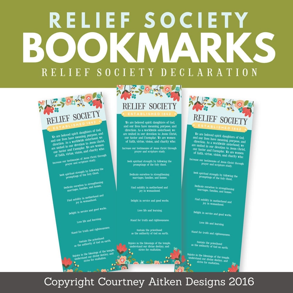 lds relief society bookmarks