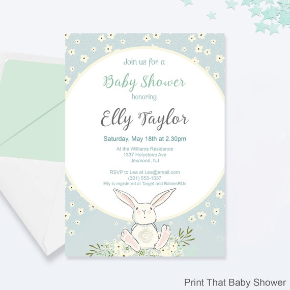 Baby Shower Invitation Bunny Baby Shower Printable
