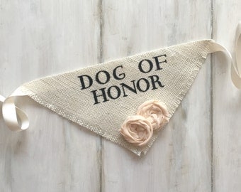 Custom Flower Color Dog Wedding Bandana Engagement Photos Save the Date Cards Dog of Honor Collar Girl Flowers Fabric Roses Proposal