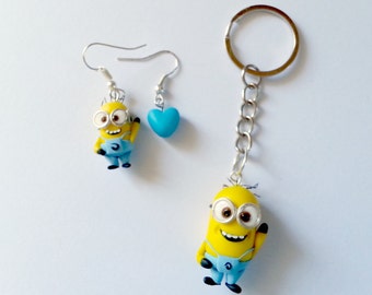 Hello Minions FAN ART - Despicable Me Cattivissimo Me - Kevin Stuart Bob Banana Necklace earrings or Keychain