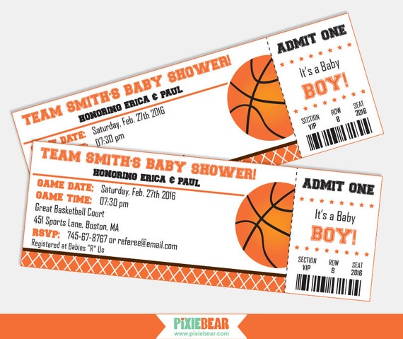 Basketball Baby Shower Invitation Baby Shower by PixieBearParty