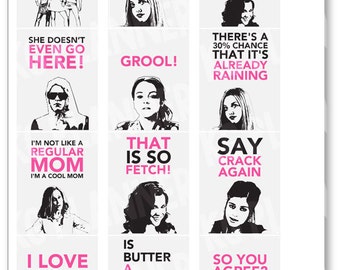 Mean Girls Quote Full Box Planner Stickers for Erin Condren Planner, Filofax, Plum Paper