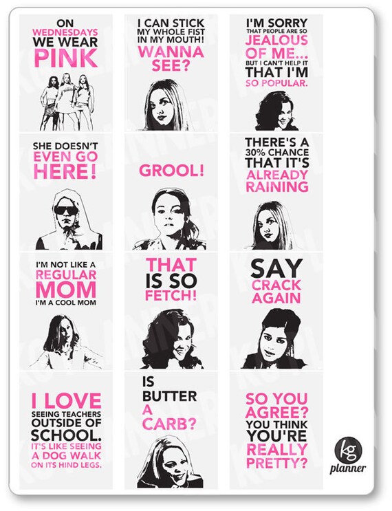 mean girls quote full box planner stickers for erin condren