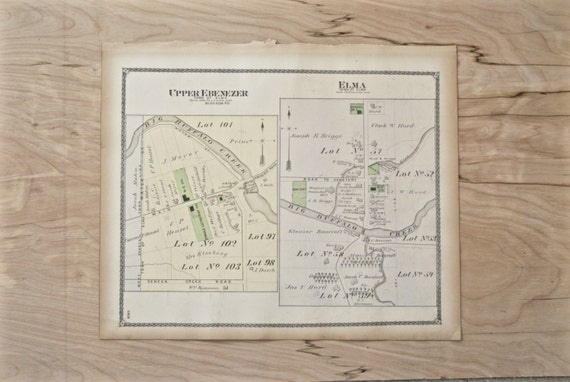 1880 Elma New York XTRA Large Map Antique Map of Erie