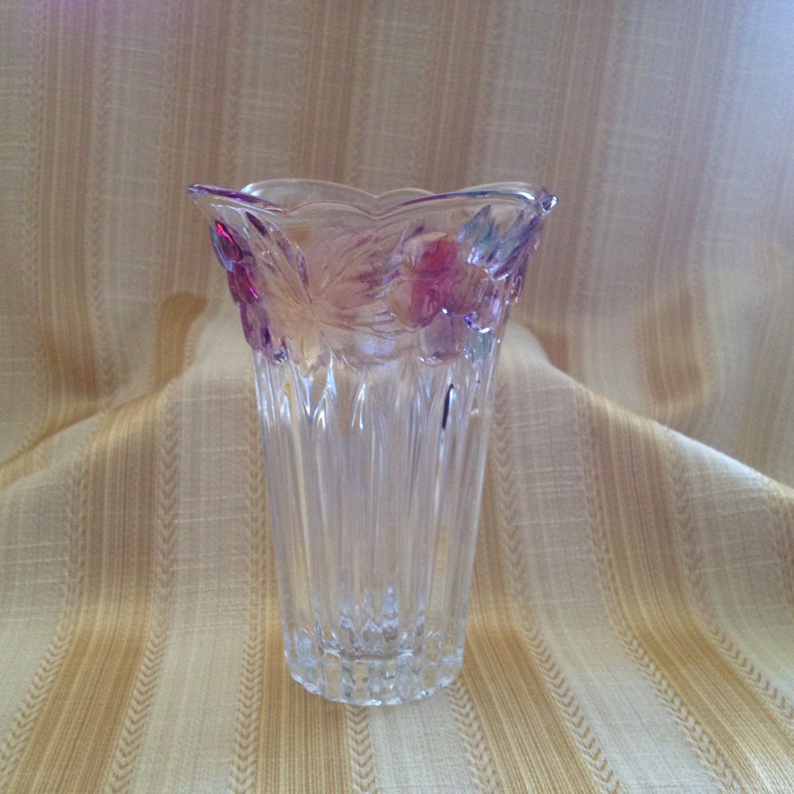 Savoir Vivre  Wild Orchard Crystal Vase  Ribbed Vase  Embossed