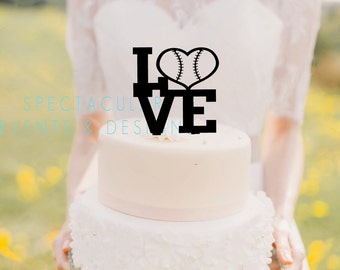 Baseball Theme Love Cake Topper Wedding Grooms Cake (View Item Details Tab and Photos for More Info)