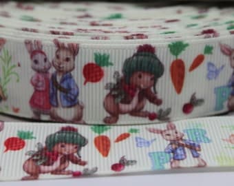 Rabbit Character 7/8 Inch Grosgrain Ribbon by the Yard for Hairbows, Scrapbooking, and More!!