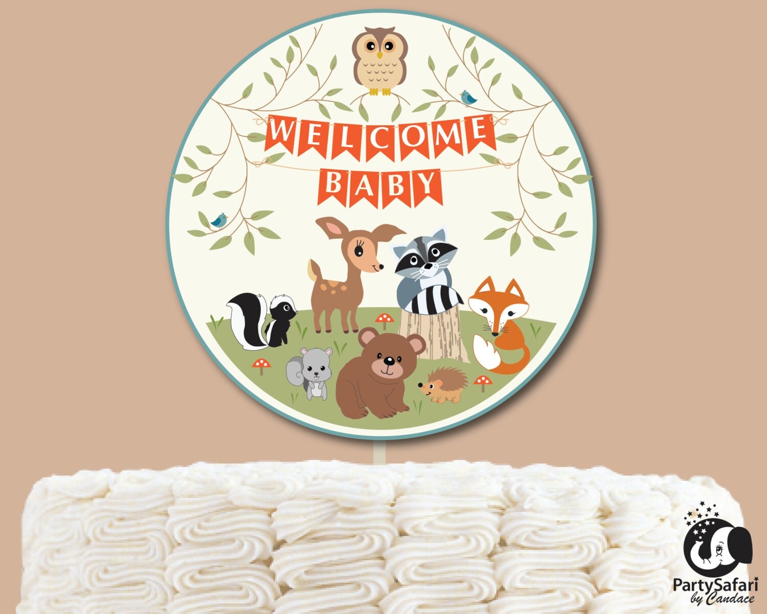 Woodland Animal Printable Cake Topper for Baby Shower Forest Woodland Animal Printable Cake Topper for Baby Shower Forest