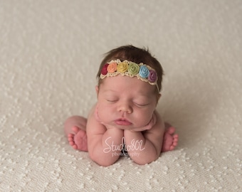 Rainbow Baby headband. Rainbow of Hope. Newborn headband. Photo prop. baby headbands.