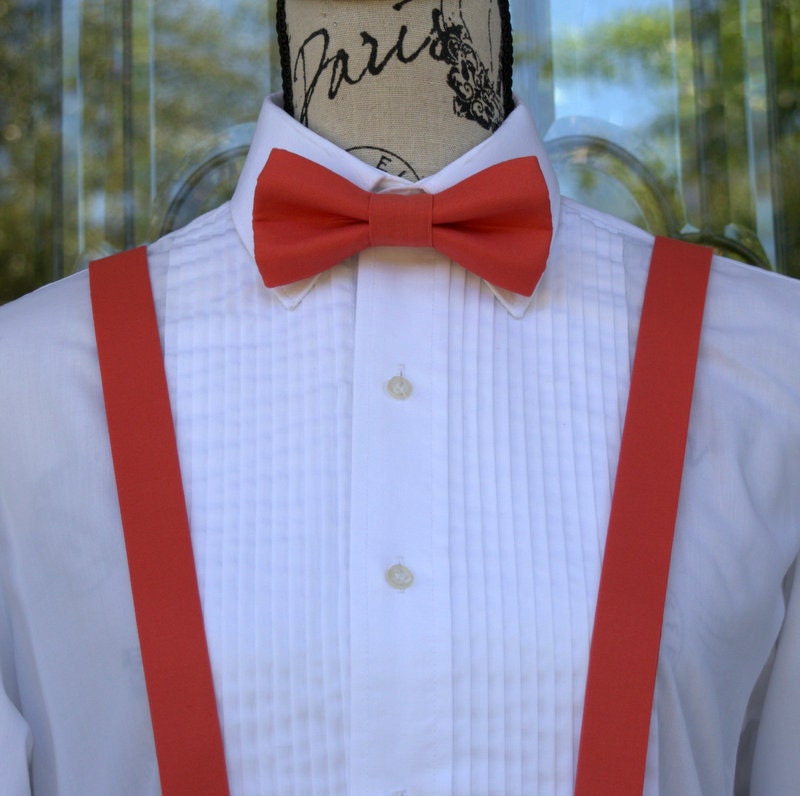 Persimmon Bow Tie & Suspender 294B Orange/Red Infant