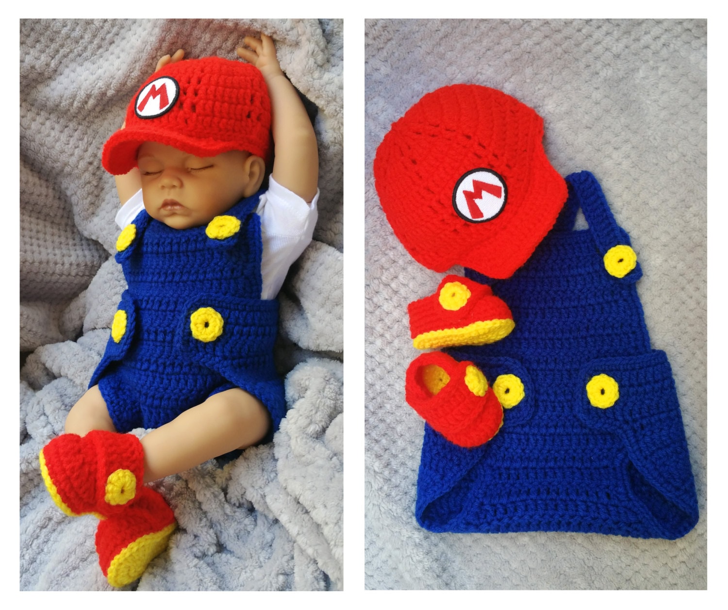 Baby set photos Mario baby boy outfit Mario hat and by gugagii