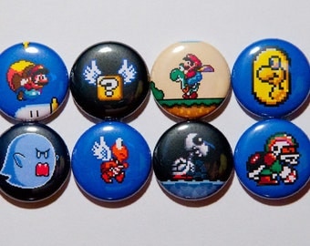 Set Of 6 Paper Mario 1 Pinback Buttons