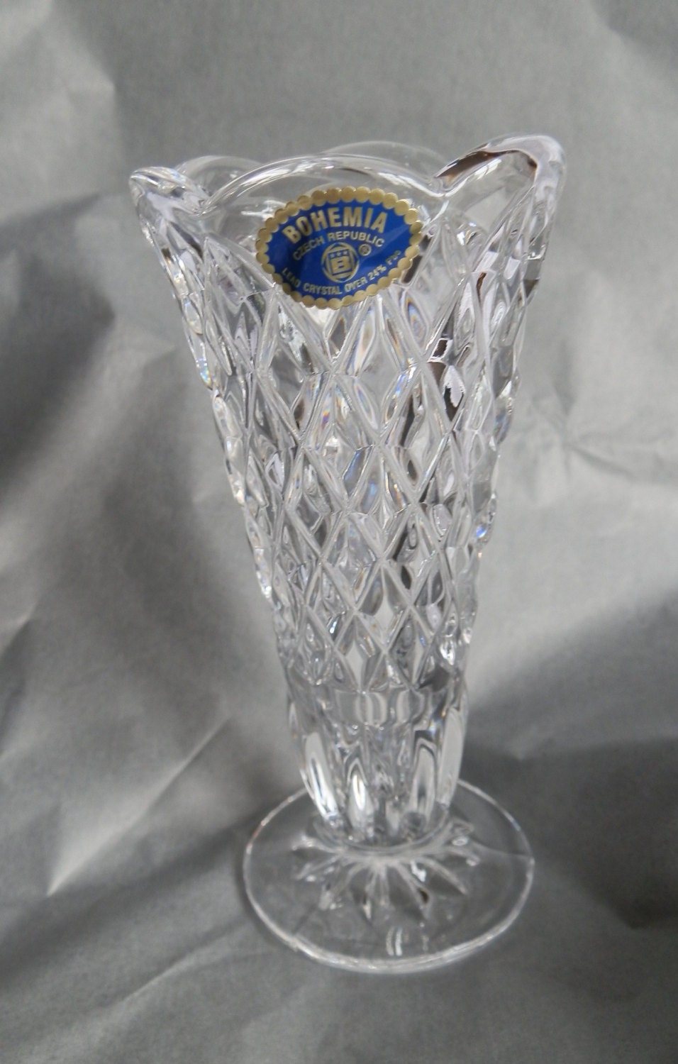 Vintage Small Bohemia 24 Lead Crystal Glass Vase