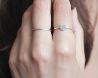 40% OFF Fingerprint Jewelry • Dainty Fingerprint Heart Charm Ring • Tiny Fingerprint Ring • Custom Fingerprint Jewelry • Mothers Gift • RM30