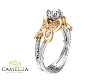 Two tone leo engagement ring