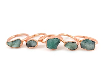 Raw Emerald Ring, Rough emerald ring, Emerald birthstone ring, Raw stone jewelry, Raw emerald jewelry, May birthstone, Electroformed Copper