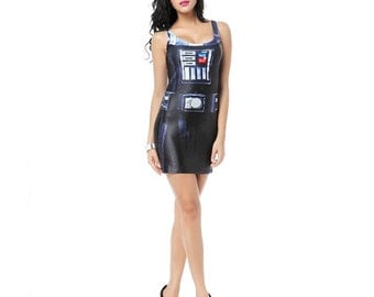 READY TO SHIP Darth Vader Star Wars Bodycon Dress Womens Adult Costume Cosplay Sexy Robot Outfit Size Small Medium Halloween