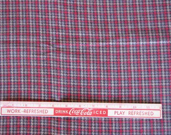 Vintage Houndstooth Fabric, Red Brown and Camel Houndstooth, 3 1/4 yards, 1970s Fabric, Wool Blend Fabric, Garment Fabric, Fall Fabric