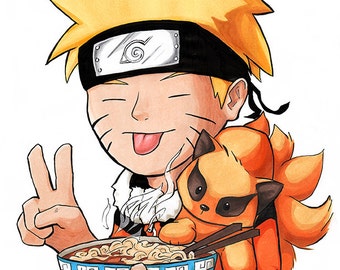 Naruto Print 8.5x11" Ninetails Fox Anime Manga Art Gift for Nerds and Geeks