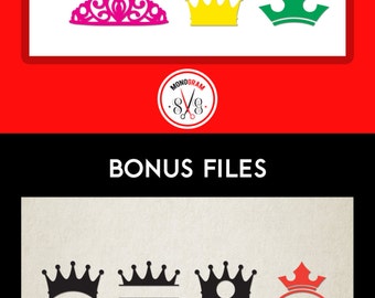 Crown SVG DXF/ Crown design for Vinyl Cutter, Silhouette, Cuttable Crown designs, Tiara svg, Crown monogram svg, Files for Cricut, SVG files
