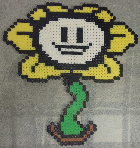 Undertale Inspired Flowey Perler Bead Art by XYZPixelCrafts