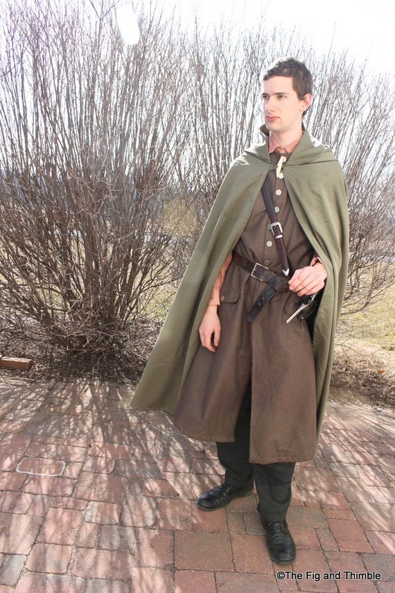 Olive Green 100% Cotton Medieval Cloak With by TheFigandThimble