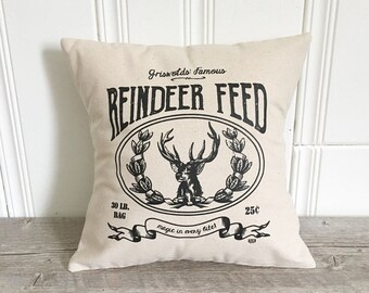 Christmas Pillow Cover Reindeer Feed Case Holiday Rustic Farmhouse Decor Throw Christmas Pillow Cover Reindeer Feed Case Holiday Rustic Farmhouse Decor Throw
