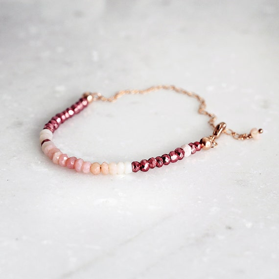Pink Opal Bracelet - Dainty Gemstone Bracelet