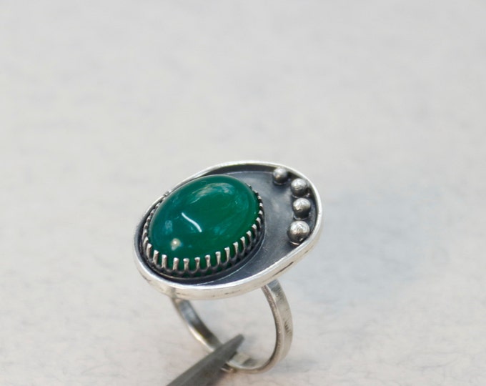Green Onyx Ring , Onyx Ring Silver , Green Rings , Cocktail Rings , Size 5.5 , Green Stone Rings , Silver 925 , Silver Rings , Onyx Jewelry