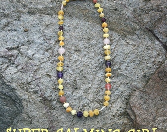 Super Calming Girl Baltic Amber Teething Necklace, Anklet, Bracelet, Bellychain - Raw Unpolished - any length- Screw or Safety Tension Clasp