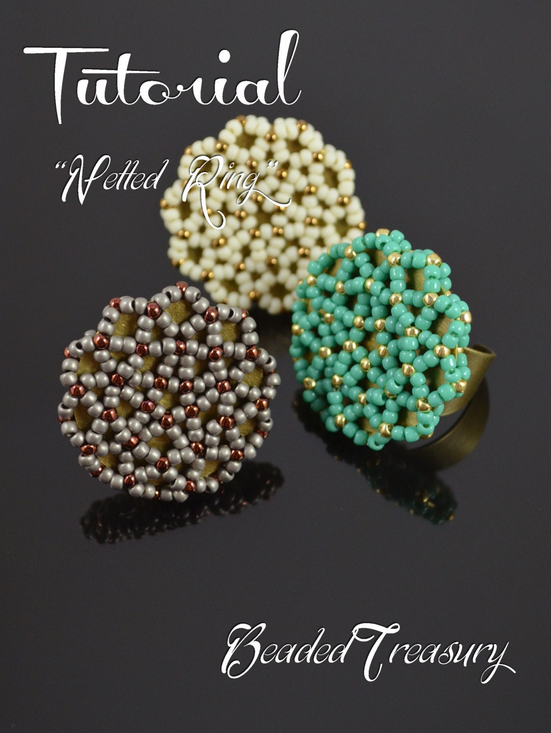 Netted ring seed bead pattern beadwoven ring tutorial