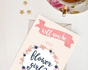 Will You Be Our Flower Girl Card - The cutest way to ask / Vintage / Floral /