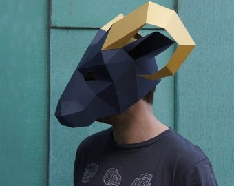 Ram Mask - Build your own low poly mask with this PDF download