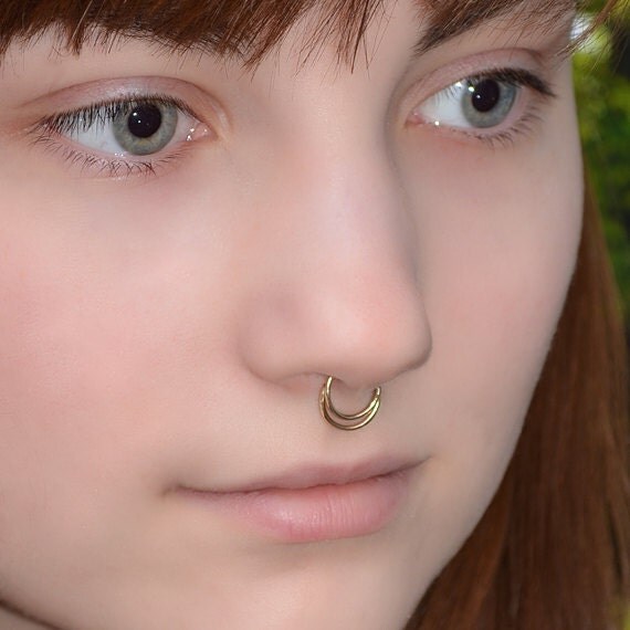 Septum Ring - Gold Nose Ring - Helix Earring - Rook Earring - Nipple Ring - Tragus Hoop - Cartilage Piercing - Daith Piercing 20 gauge