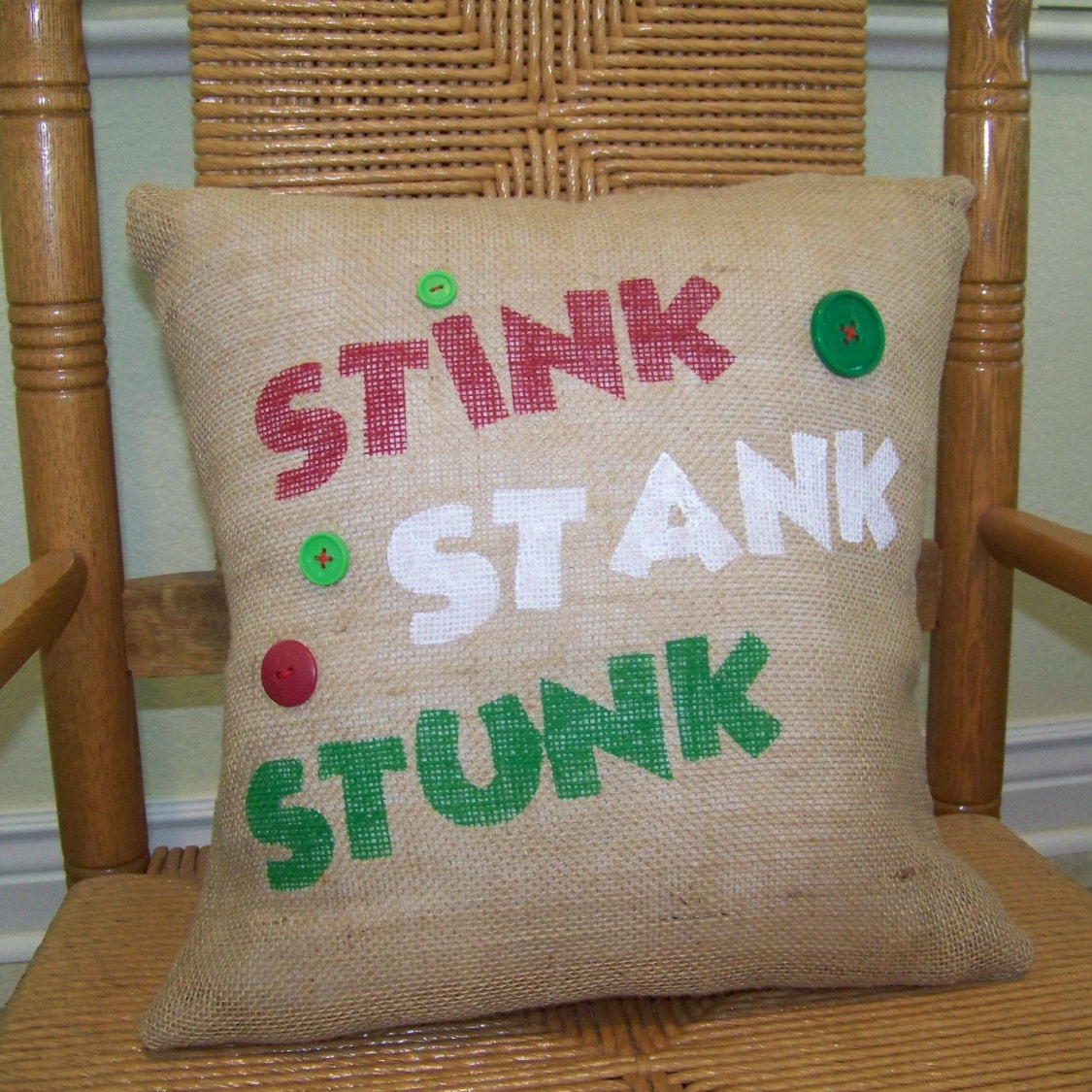 Christmas pillow Stink Stank Stunk Burlap Christmas Pillow
