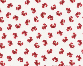 Crab Fabric, Timeless Treasures Mini Marina Gail C4637 White, Gail Cadden, Nautical Fabric, Ocean Fabric, Crab Quilt Fabric, Red & White