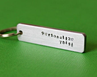 Personalized Keychain, Custom Keychain, Stamped Keychain, Personalized Keyring, Hand stamped keychain, Gift under 20