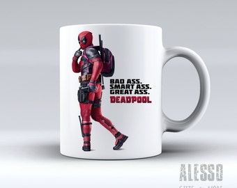 DEADPOOL inspired MUG. Personalised Marvel Deadpool coffee/tea mug. Custom name X-Men/Avengers movie inspired gift. Replica. Nerd geek love
