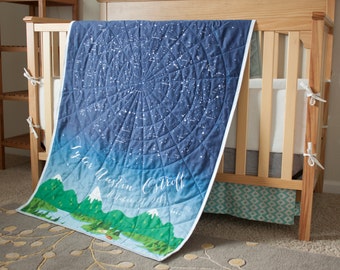 Constellation Quilt / Custom Baby Quilt / Organic Baby Quilt / Toddler Bedding - Personalized Quilt / Name Quilt / Newborn Gift