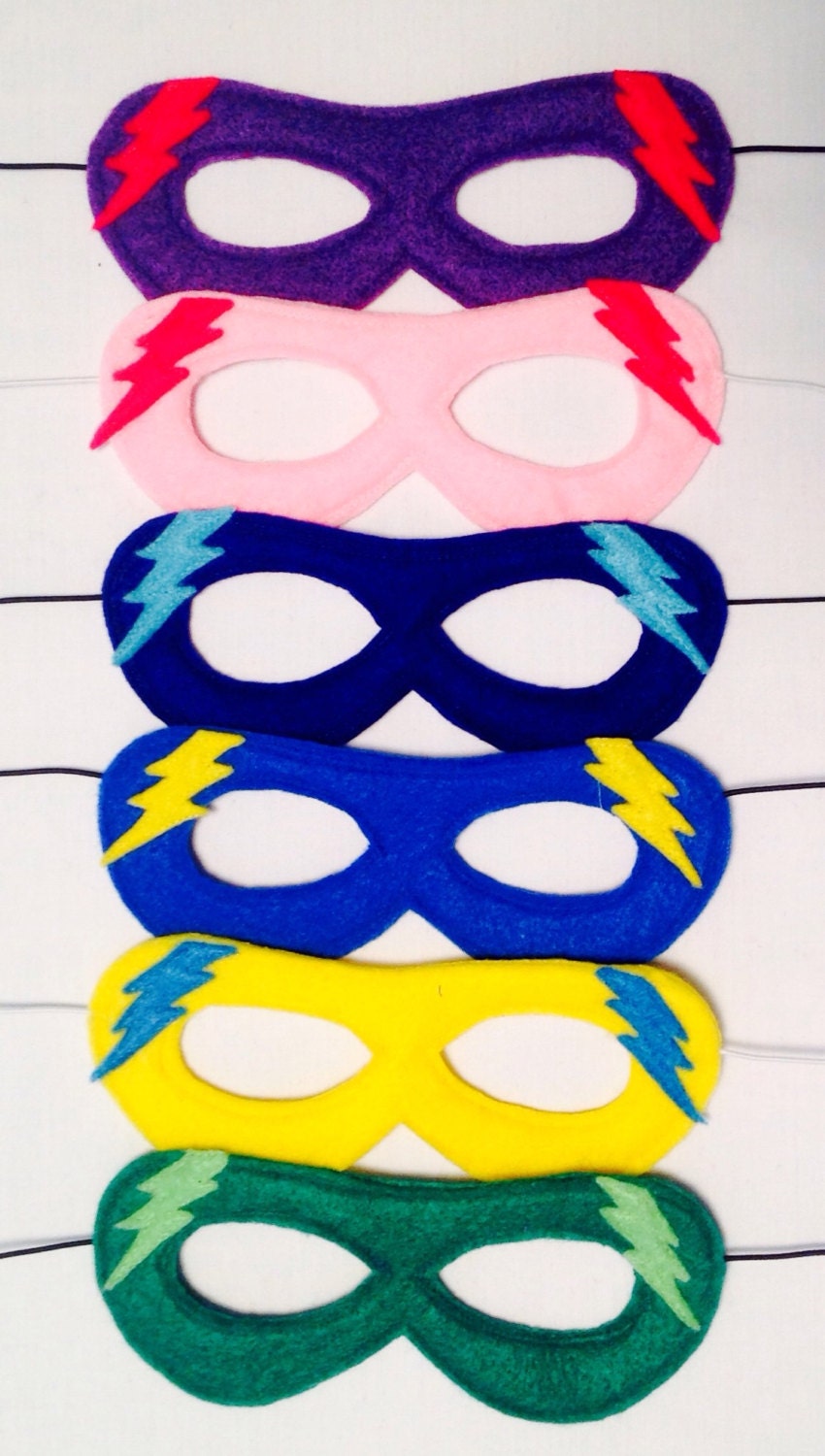 One ADJUSTABLE Super Hero MASK. Lightning Bolt Mask. Birthday