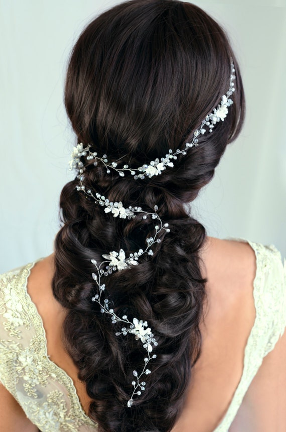 Bridal Hair Vine Wedding hair vine Flower hair vine Long hair vine