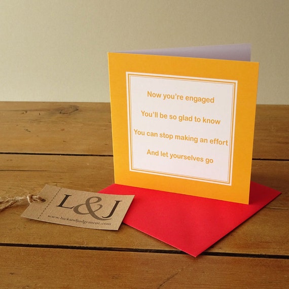 Funny card funny engagement card for friend by LuckJudgementGifts