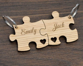 Personalised Jigsaw Keyring Set Birthday Valentines Day Anniversary Gift Present