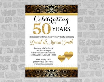 Golden Wedding Anniversary Invitation Printable by DPIexpressions