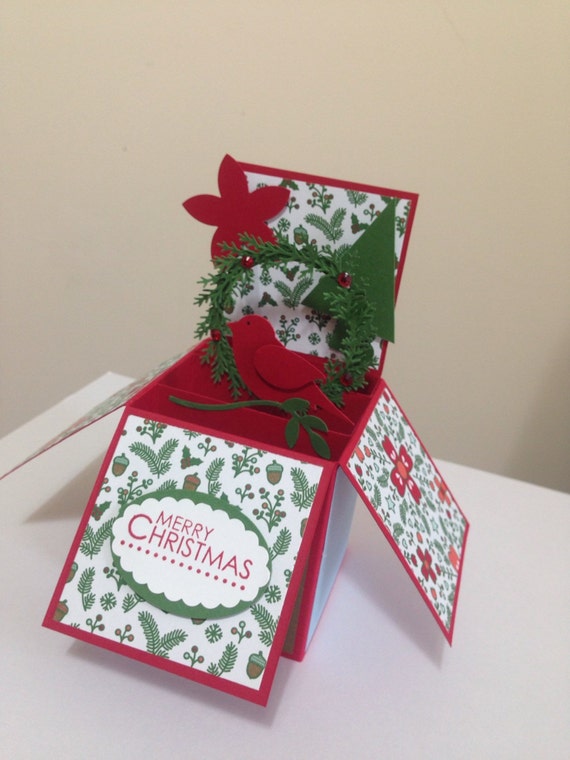 Handmade Christmas card in a box Christmas by Deeshandcrafted