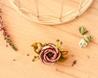 Coat flower brooch Coffee Flower jewelry Boho brooch Hat lapel pin Floral piece Elegant Christmas Gift for here Ladies gift Mini brooch