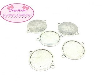 20 media connectors cabochons 25mm matte silver