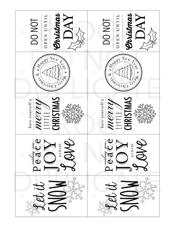 PRINTABLE Holiday Gift Tags Black and White INSTANT
