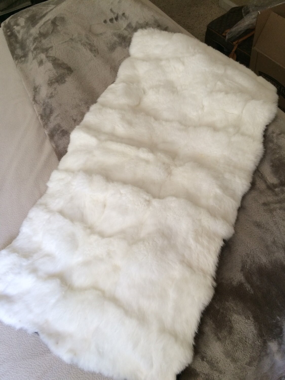 Genuine Rex Rabbit Fur Blanket Throw Rare Brand New The