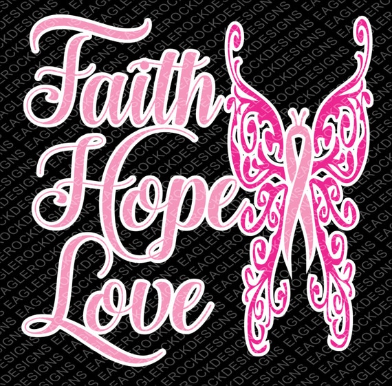 Download Faith Hope Love Awareness Ribbon Butterfly SVG DXF EPS Cut